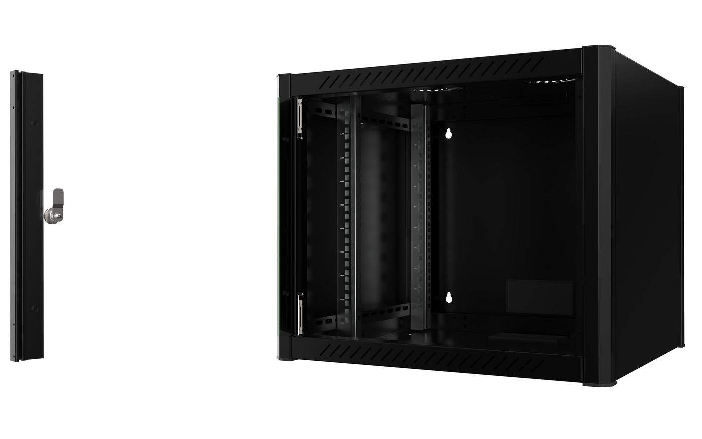 19" Wandschrank, 9 HE, Glastür, schwarz – image 2
