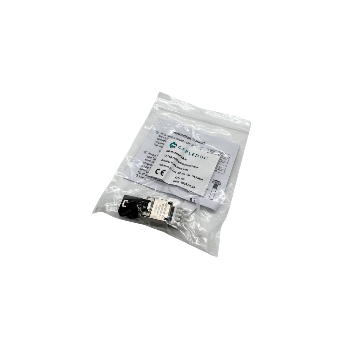 Feldkonfektionierbarer Stecker RJ45 extra Kurz (39mm) für Cat. 5E bis Cat. 7A Kabel – Bild 5