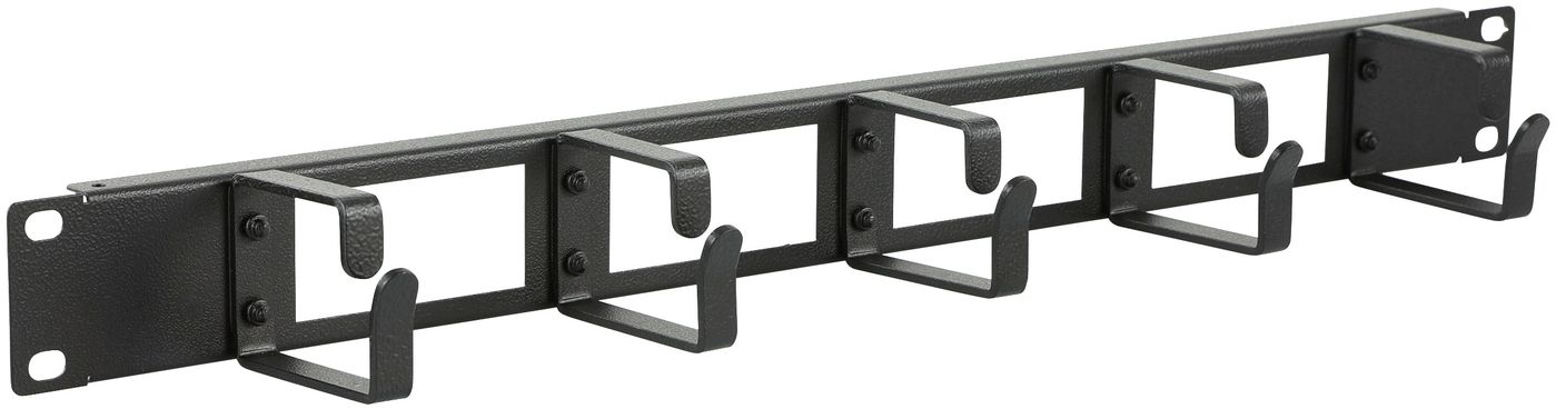 1HE 19" Kabelorganisator-Panel mit Kabeldurchführung, schwarz
