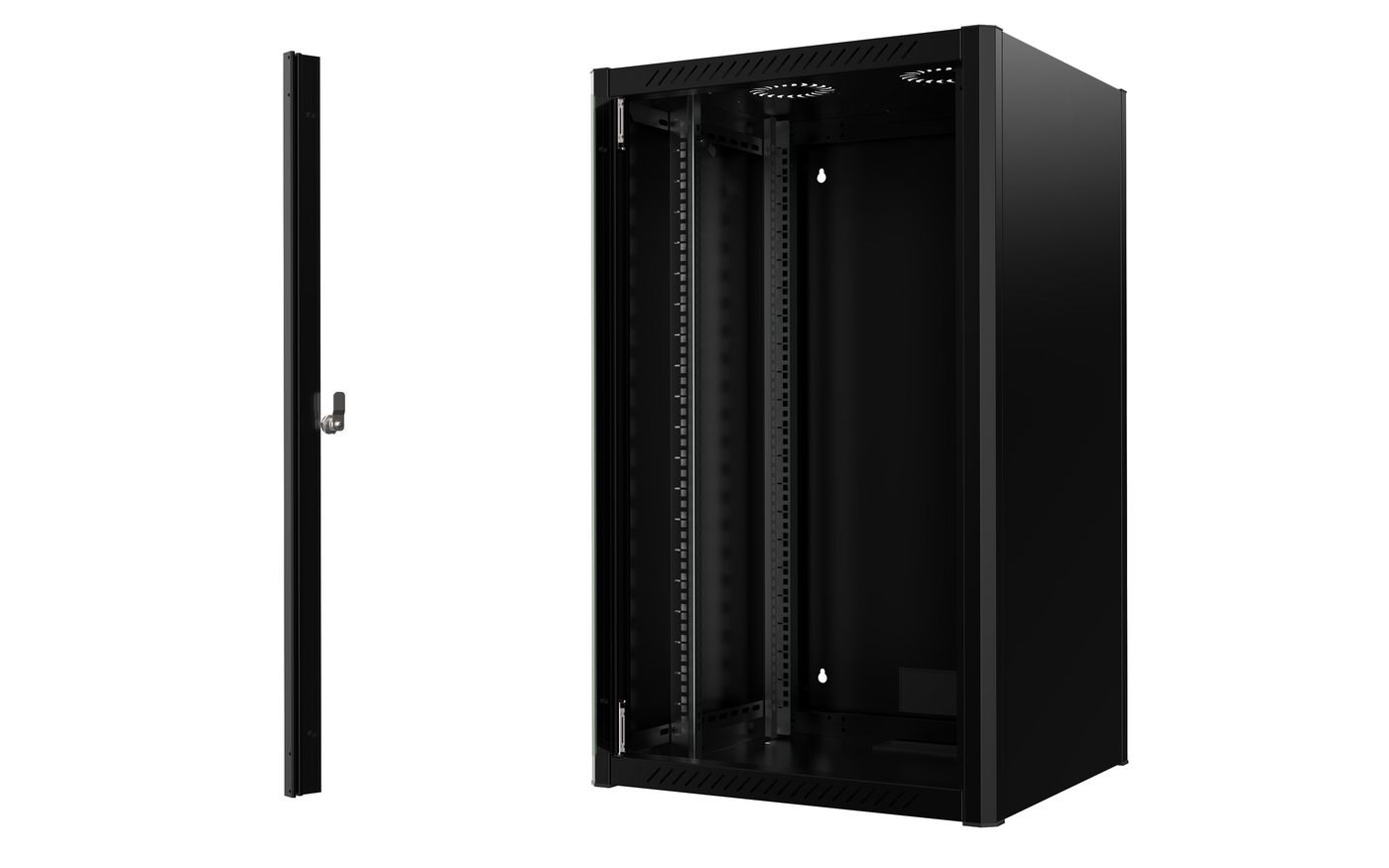 19" Wandschrank, 20 HE, Glastür, schwarz – image 2