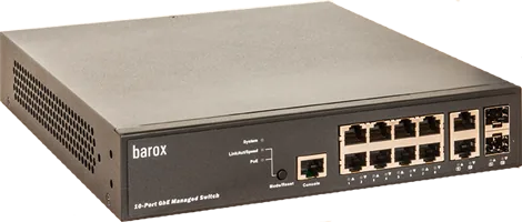 Switch 19"- und Tischm. m. Manag. 10x10/100/1000TX, RJ45