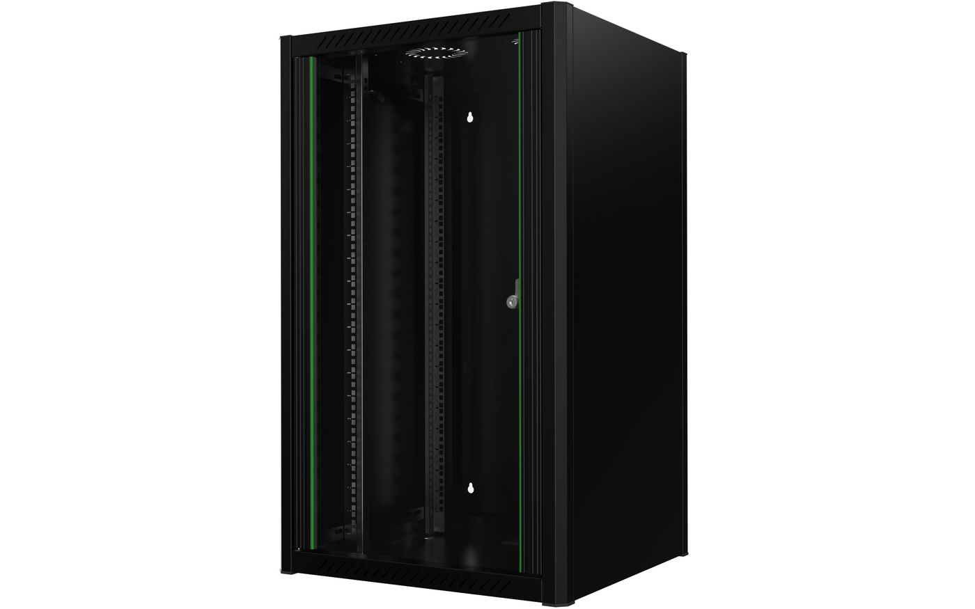 19" Wandschrank, 20 HE, Glastür, schwarz