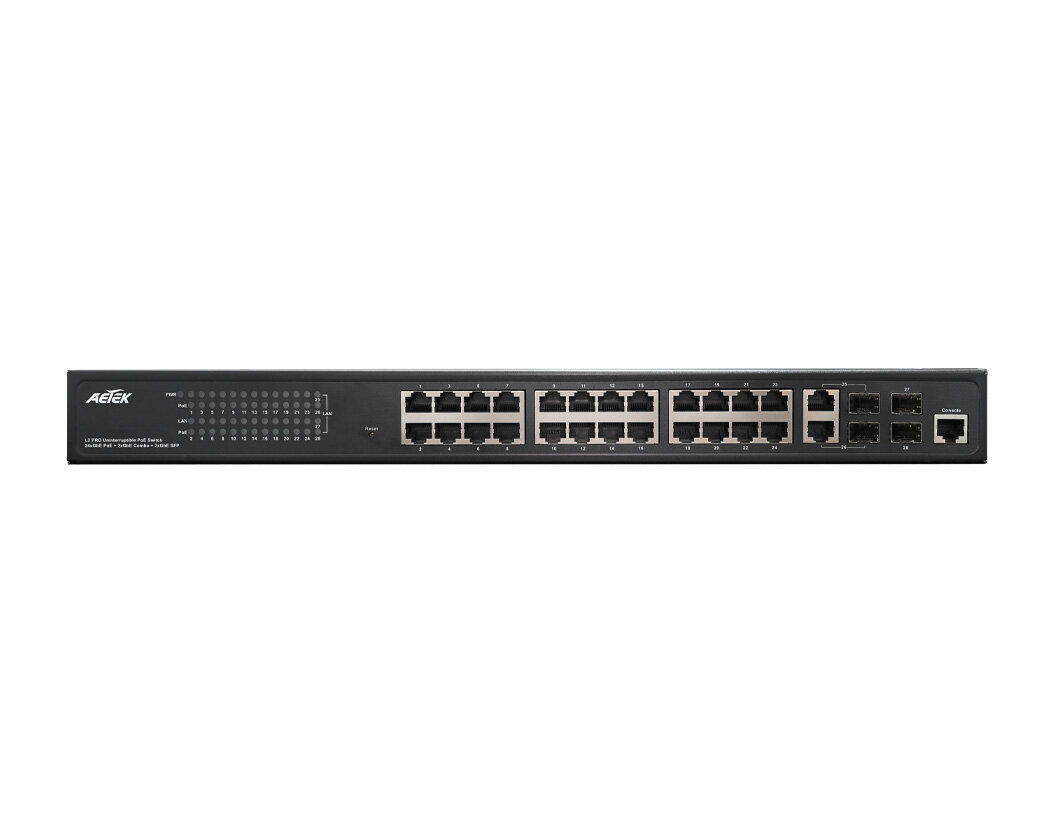 24 x 30W PoE, 2 x COMBO, 2 x SFP L2 Pro PoE Switche w/battery backup power – Bild 2