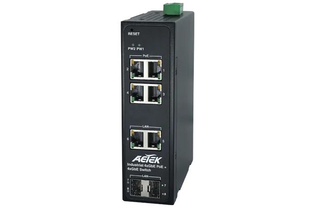 Industrial 4-Port 30W PoE + 2-Port SFP + 2-Port RJ45 Gigabit Switch