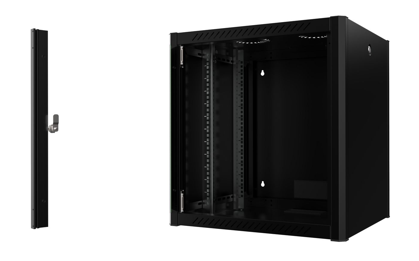 19" Wandschrank Pro, 12 HE, Glastür, schwarz – image 2