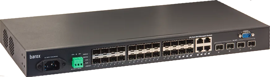 Switch 19"- und Tischm. m. Manag. 4X10/100/1000TX, RJ45, Combo