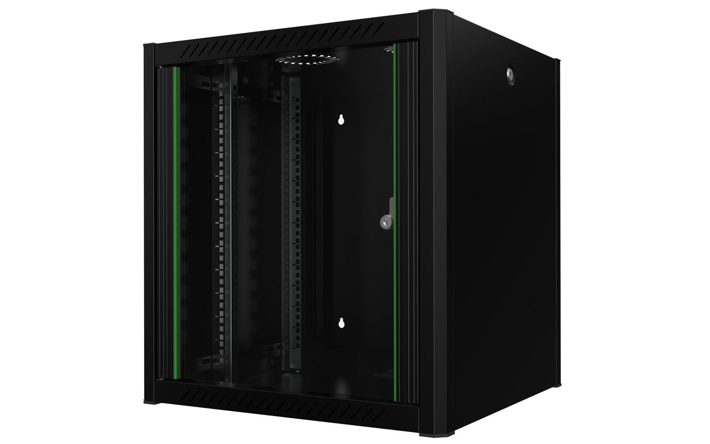19" Wandschrank Pro, 12 HE, Glastür, schwarz