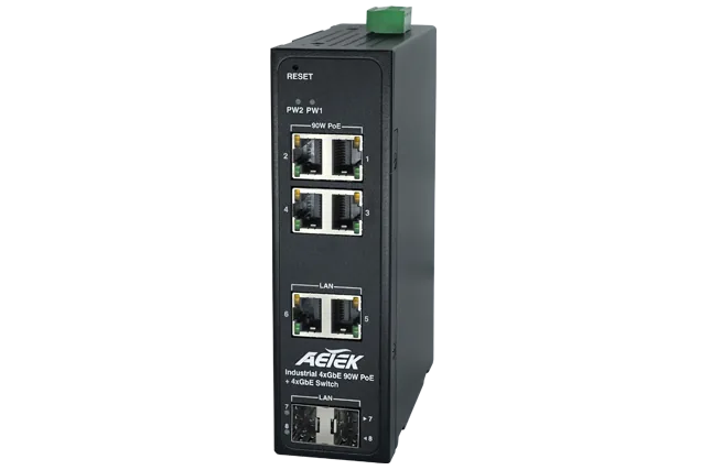 Industrial 4-Port 90W bt PoE + 2-Port SFP + 2-Port RJ45 Gigabit Switch