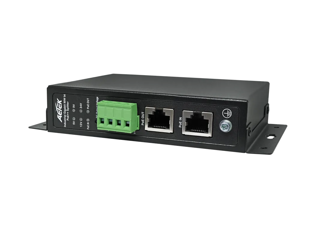 Industrial 1-Port Gigabit bt PoE++ Splitter with 5/9/12/24V DC Output, PoE PD Input – image 2