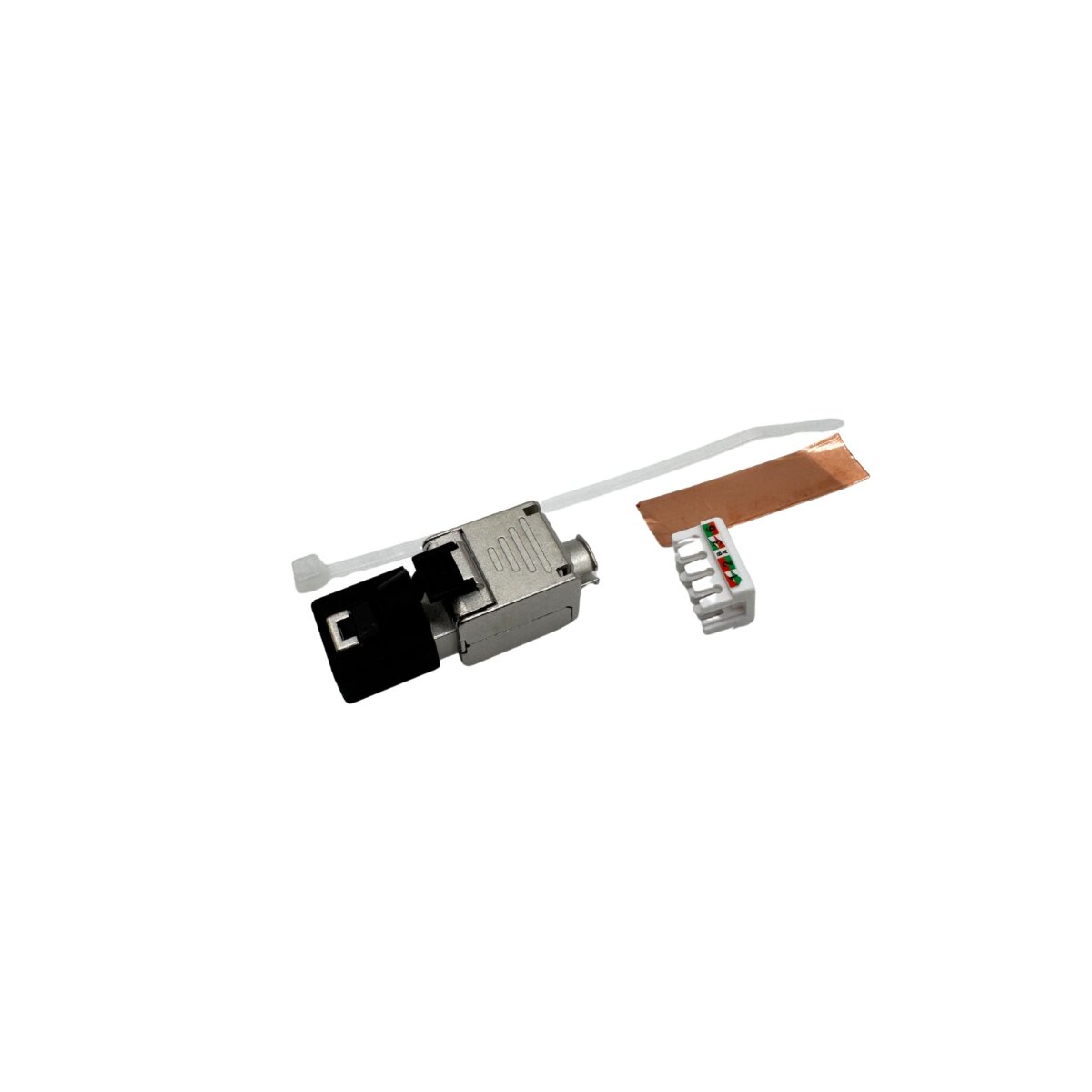 Feldkonfektionierbarer Stecker RJ45 extra Kurz (39mm) für Cat. 5E bis Cat. 7A Kabel – Bild 2