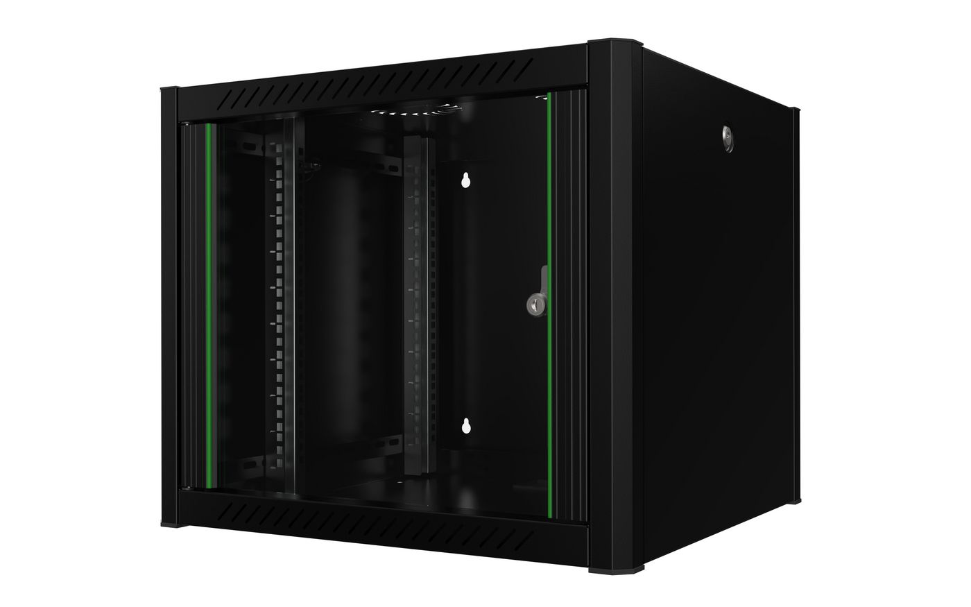 19" Wandschrank Pro, 9 HE, Glastür, schwarz