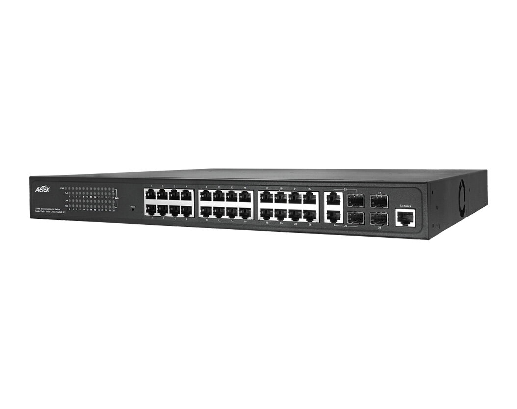 24 x 30W PoE, 2 x COMBO, 2 x SFP L2 Pro PoE Switche w/battery backup power